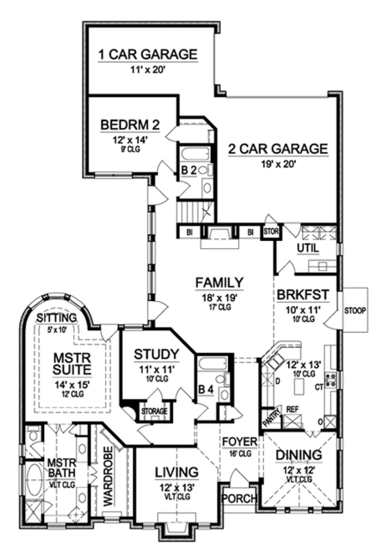 Floorplan 1 for House Plan #5445-00039