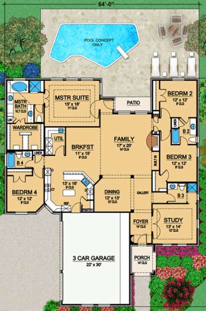 Floorplan 1 for House Plan #5445-00043