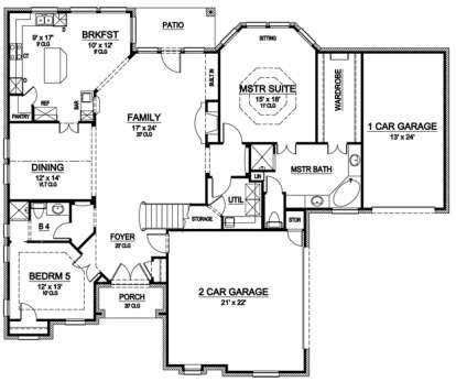 Floorplan 1 for House Plan #5445-00047