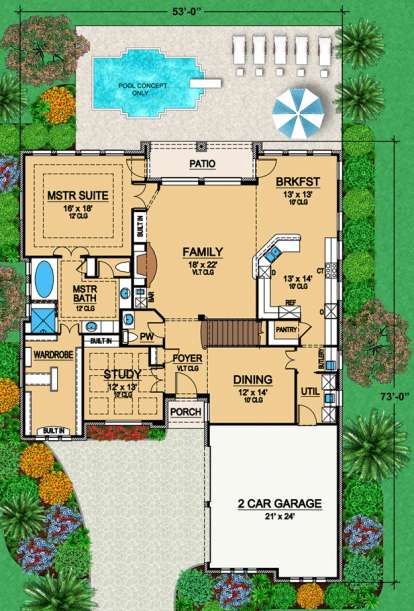 Floorplan 1 for House Plan #5445-00050