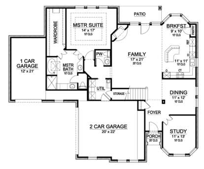 Floorplan 1 for House Plan #5445-00054