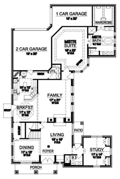 Floorplan 1 for House Plan #5445-00056