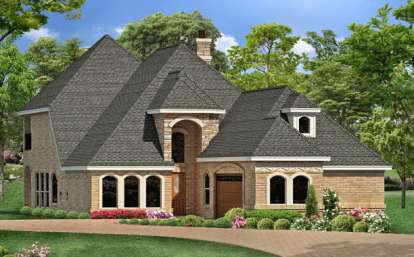 European House Plan #5445-00064 Elevation Photo