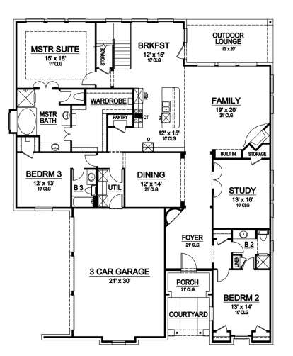 Floorplan 1 for House Plan #5445-00068