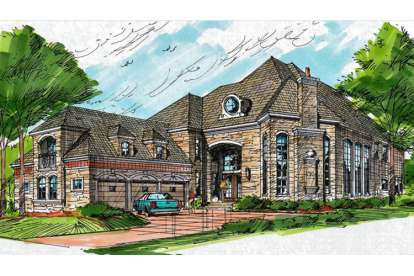 European House Plan #5445-00071 Elevation Photo