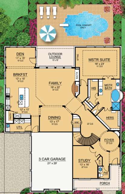 Floorplan 1 for House Plan #5445-00089
