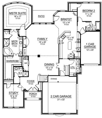 Floorplan 1 for House Plan #5445-00090