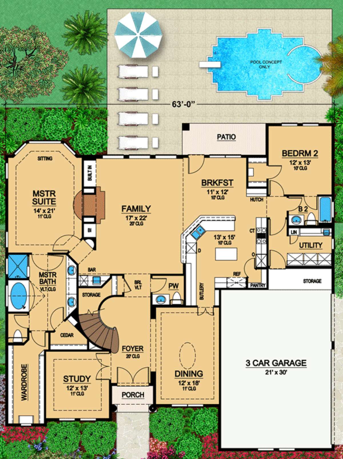 Floorplan 1 for House Plan #5445-00091