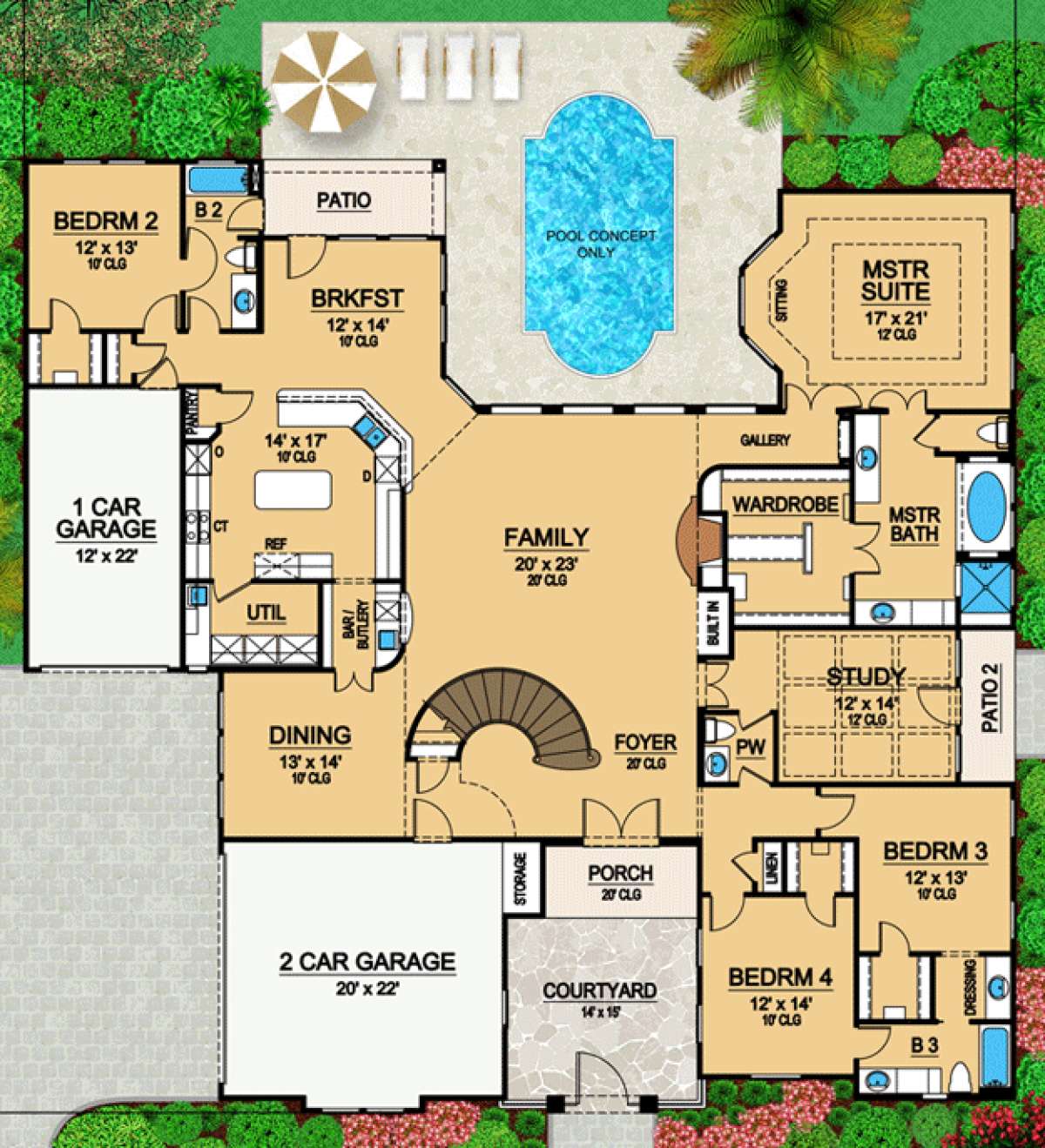 Floorplan 1 for House Plan #5445-00092
