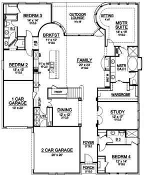 Floorplan 1 for House Plan #5445-00096