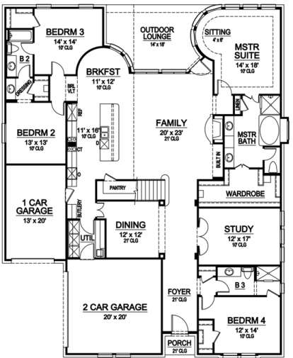 Floorplan 1 for House Plan #5445-00097