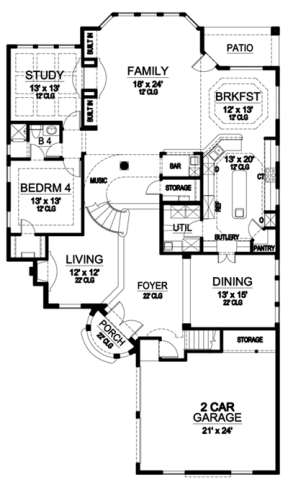 Floorplan 1 for House Plan #5445-00100