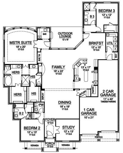 Floorplan1 for House Plan #5445-00109