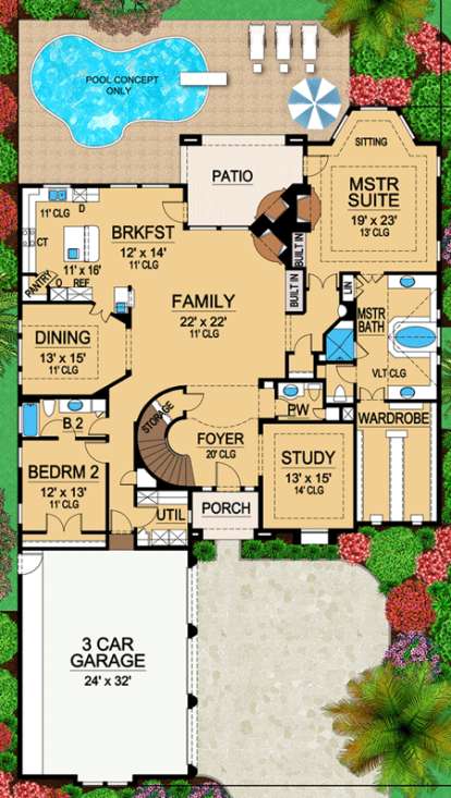 Floorplan 1 for House Plan #5445-00112