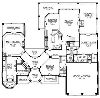 Floorplan 1 for House Plan #5445-00116