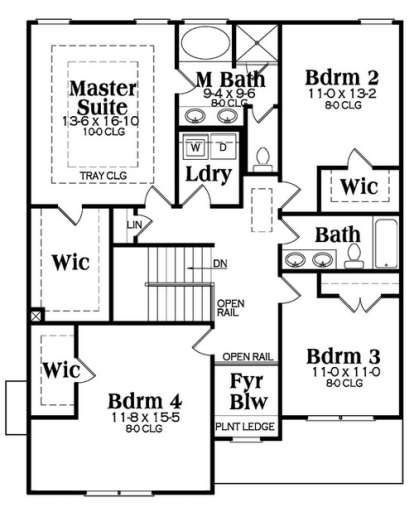 Second Floor for House Plan #009-00210