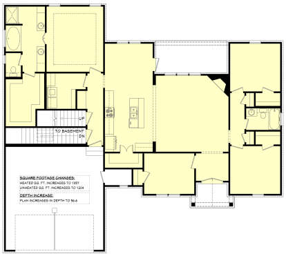 Main Floor w/ Basement Stairs Location for House Plan #041-00089