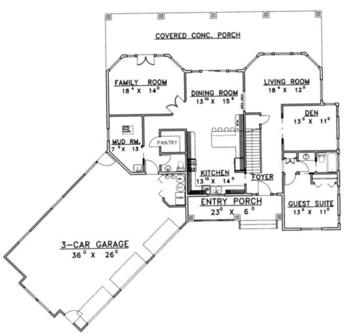 First Floor for House Plan #039-00313