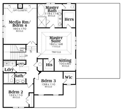 Second Floor for House Plan #009-00211