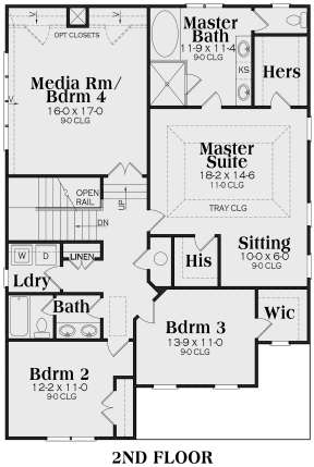 Second Floor for House Plan #009-00213
