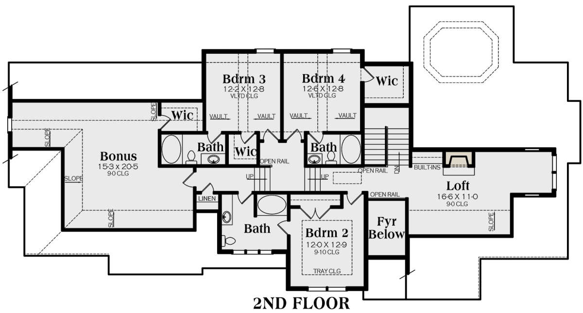 Second Floor for House Plan #009-00217