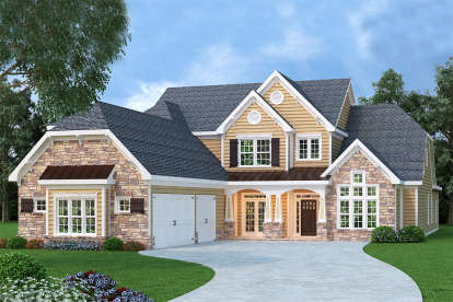 Craftsman House Plan #009-00222 Elevation Photo