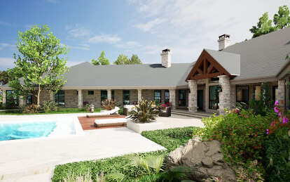 Luxury House Plan #5445-00124 Elevation Photo