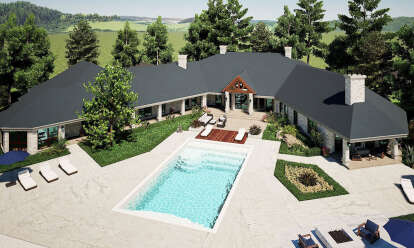 Luxury House Plan #5445-00124 Elevation Photo