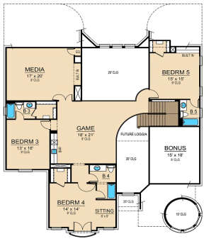 Floorplan 2 for House Plan #5445-00131