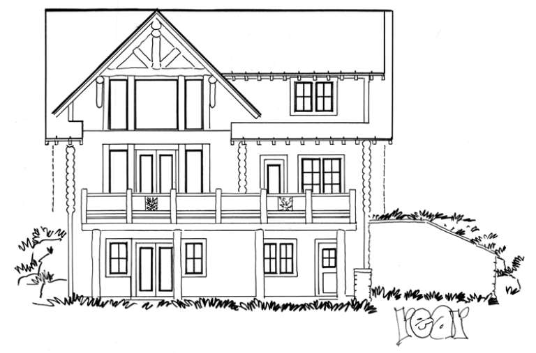 Log House Plan #1907-00001 Elevation Photo