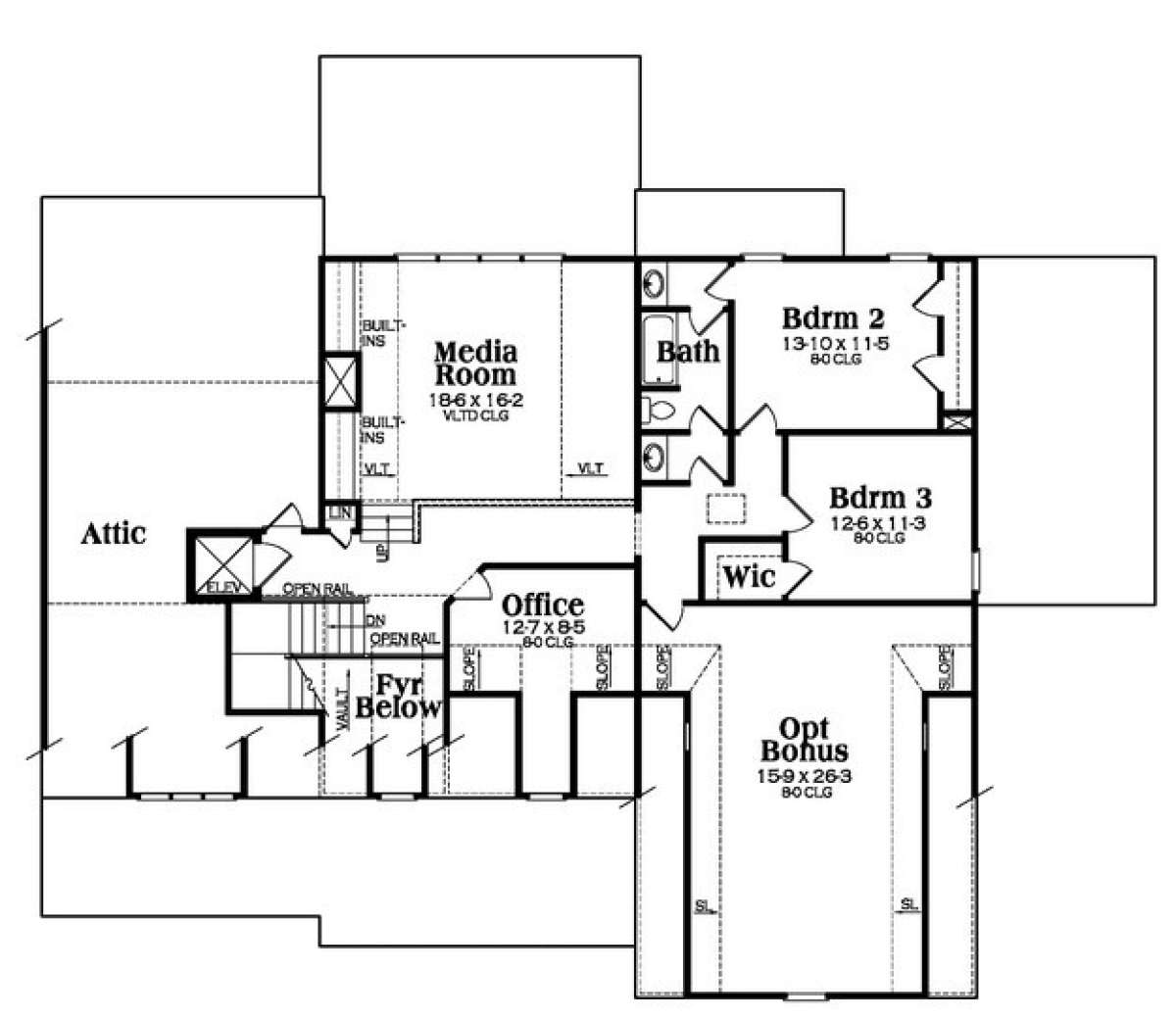 Second Floor for House Plan #009-00223