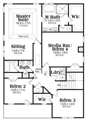 Second Floor for House Plan #009-00224