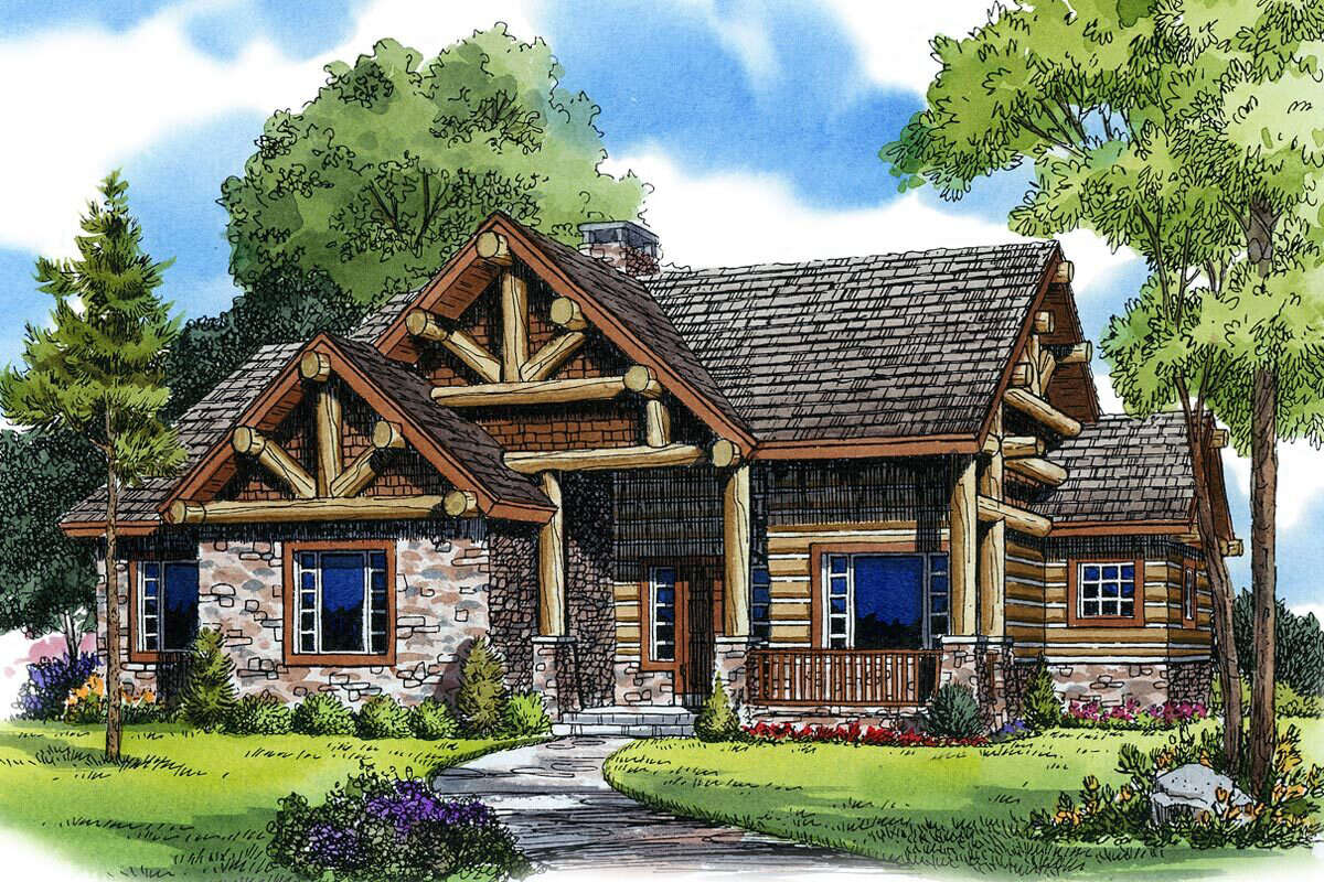Cabin House Plan #1907-00007 Elevation Photo