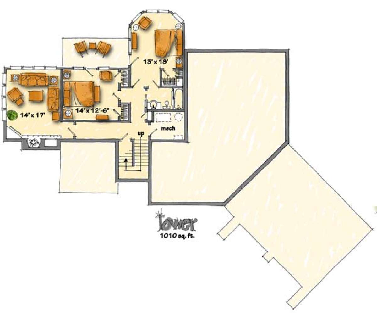 Basement Floor Plan for House Plan #1907-00008