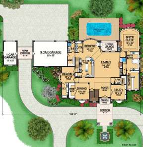Floorplan 1 for House Plan #5445-00136