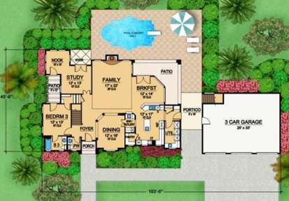Floorplan 1 for House Plan #5445-00137