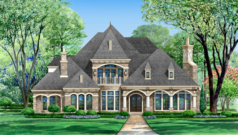 Luxury House Plan #5445-00139 Elevation Photo
