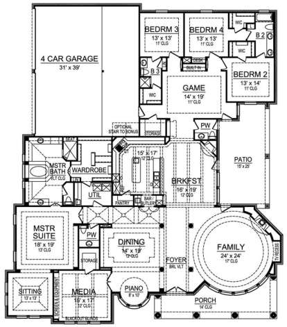 Floorplan 1 for House Plan #5445-00140