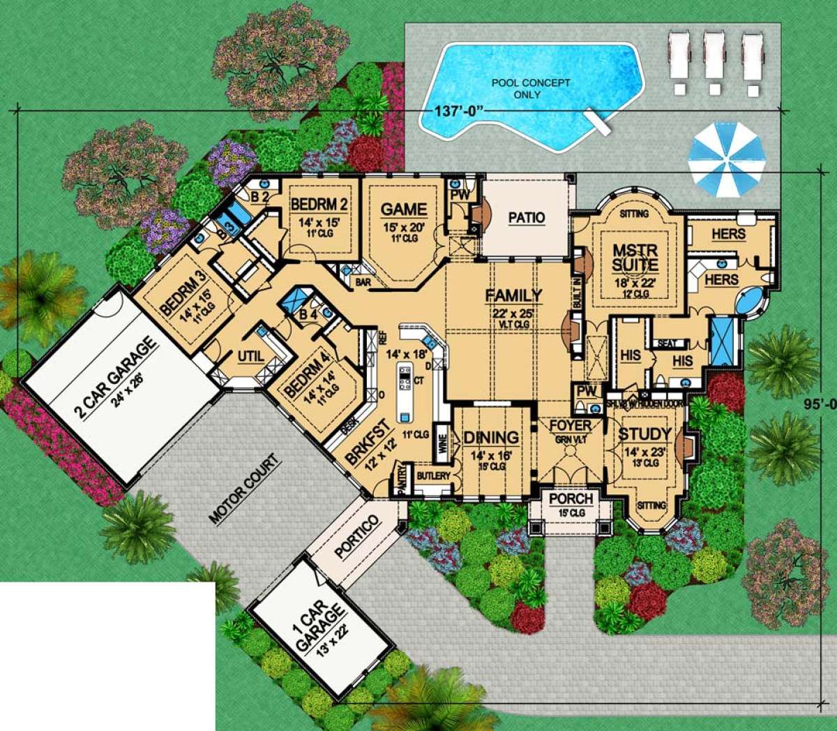 Floorplan 1 for House Plan #5445-00145
