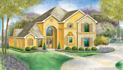 European House Plan #5445-00148 Elevation Photo