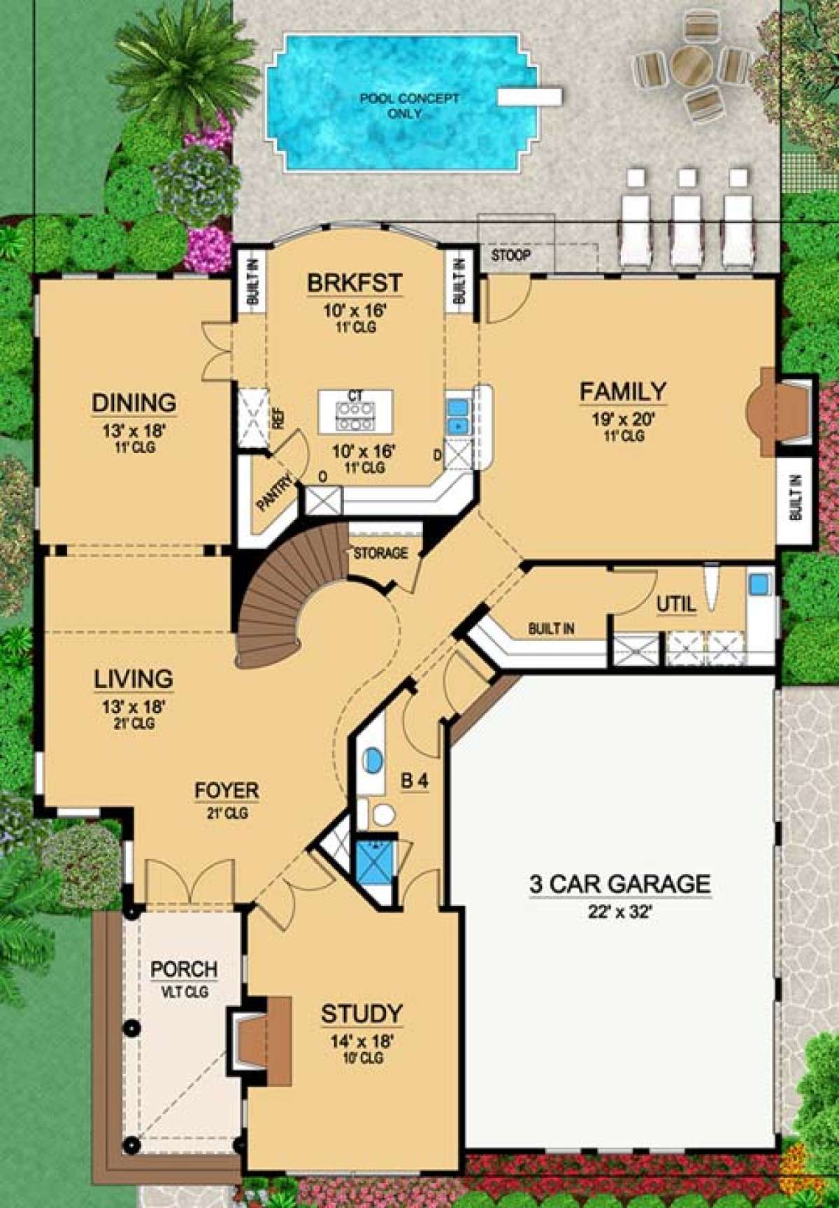 Floorplan 1 for House Plan #5445-00156