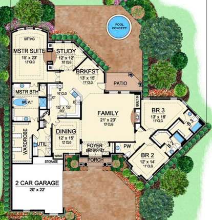 Floorplan1 for House Plan #5445-00157