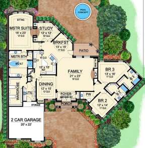 Floorplan 1 for House Plan #5445-00158