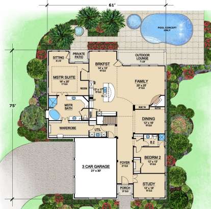 Floorplan 1 for House Plan #5445-00164