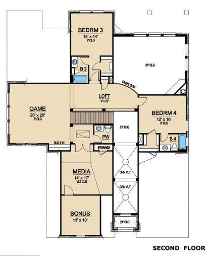 Floorplan 2 for House Plan #5445-00164
