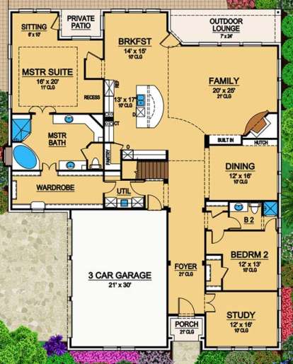 Floorplan 1 for House Plan #5445-00165