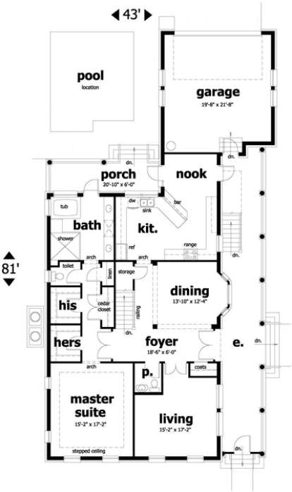 First Floor for House Plan #028-00014