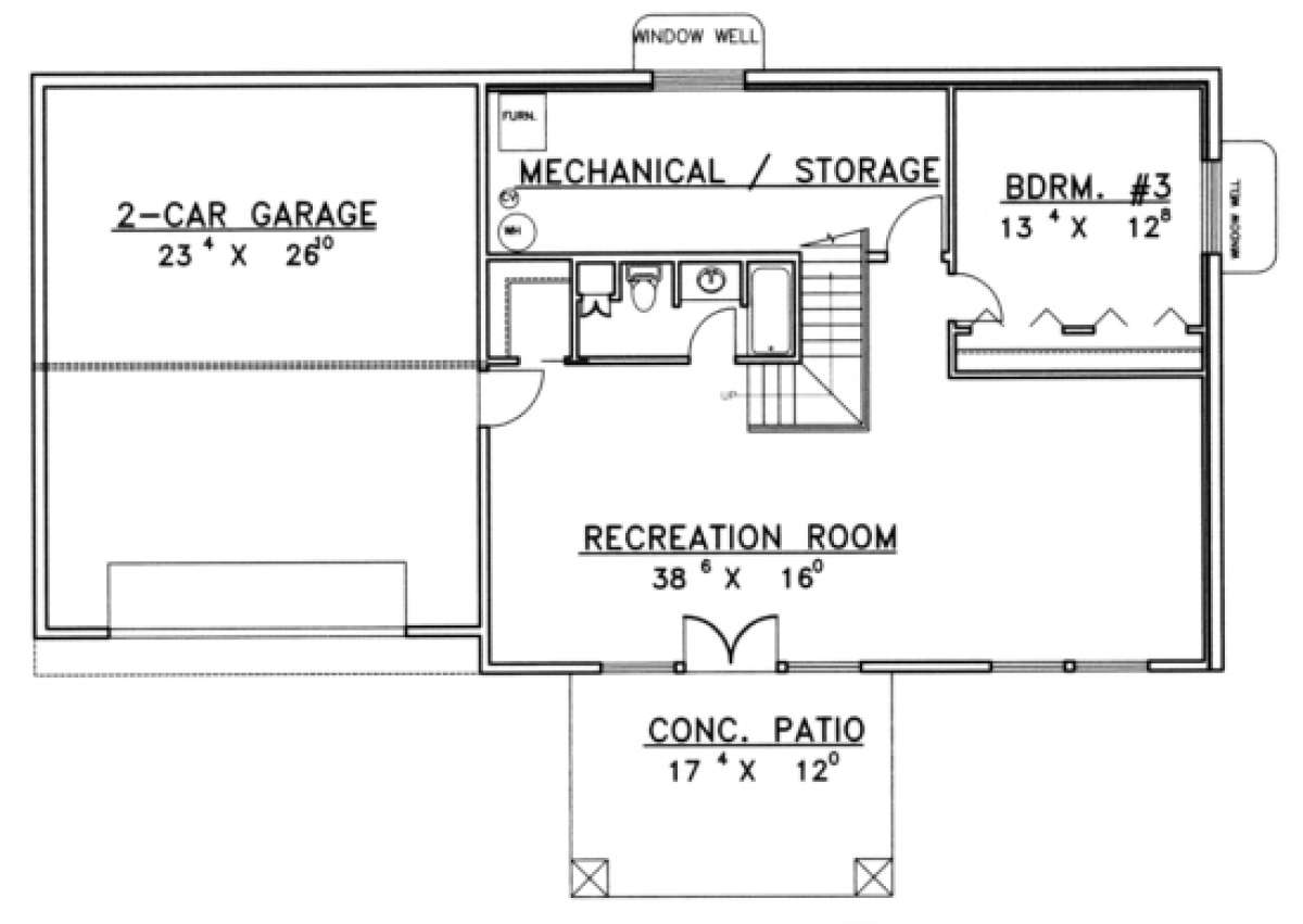 Basement Floor for House Plan #039-00320