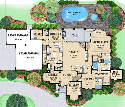 Floorplan 1 for House Plan #5445-00181
