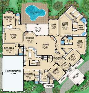 Floorplan 1 for House Plan #5445-00183